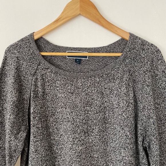 KAREN SCOTT Size XL Black White 100% Cotton Knit Sweater Scoop Neck Long Sleeve - Picture 2 of 7